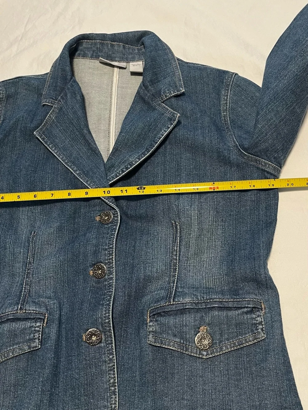 NWT Women’s CHICO”S Platinum Light Wash Blue Denim Jean Blazer Jacket Size 1- S - Picture 11 of 14
